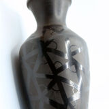 Vintage handmade vase from Romania in black ceramic