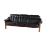 Black leather sofa by Gote Mobler Nassjo 1960 Sweden.