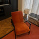 Floating armchair in fox velvet Red Edition