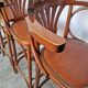 Set of 6 Vintage Bentwood Bar Stool Set: Brown Leather Seat, Nailhead Trim