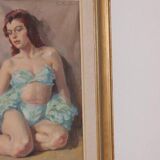 Huile sur toile originale française – « Portrait de femme » par Philippe de Rougemont – vintage et encadrée – 72,5 × 64 cm (28,5" × 25,2")