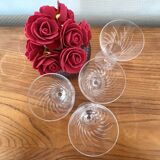 4 white wine glasses in engraved glass 6 cl