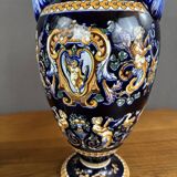 Pair of Gien Ceramic Vases Magnificent Renaissance Decor 20th Century