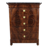 Chiffonnier en ronce d’acajou, époque Restauration – Début XIXe