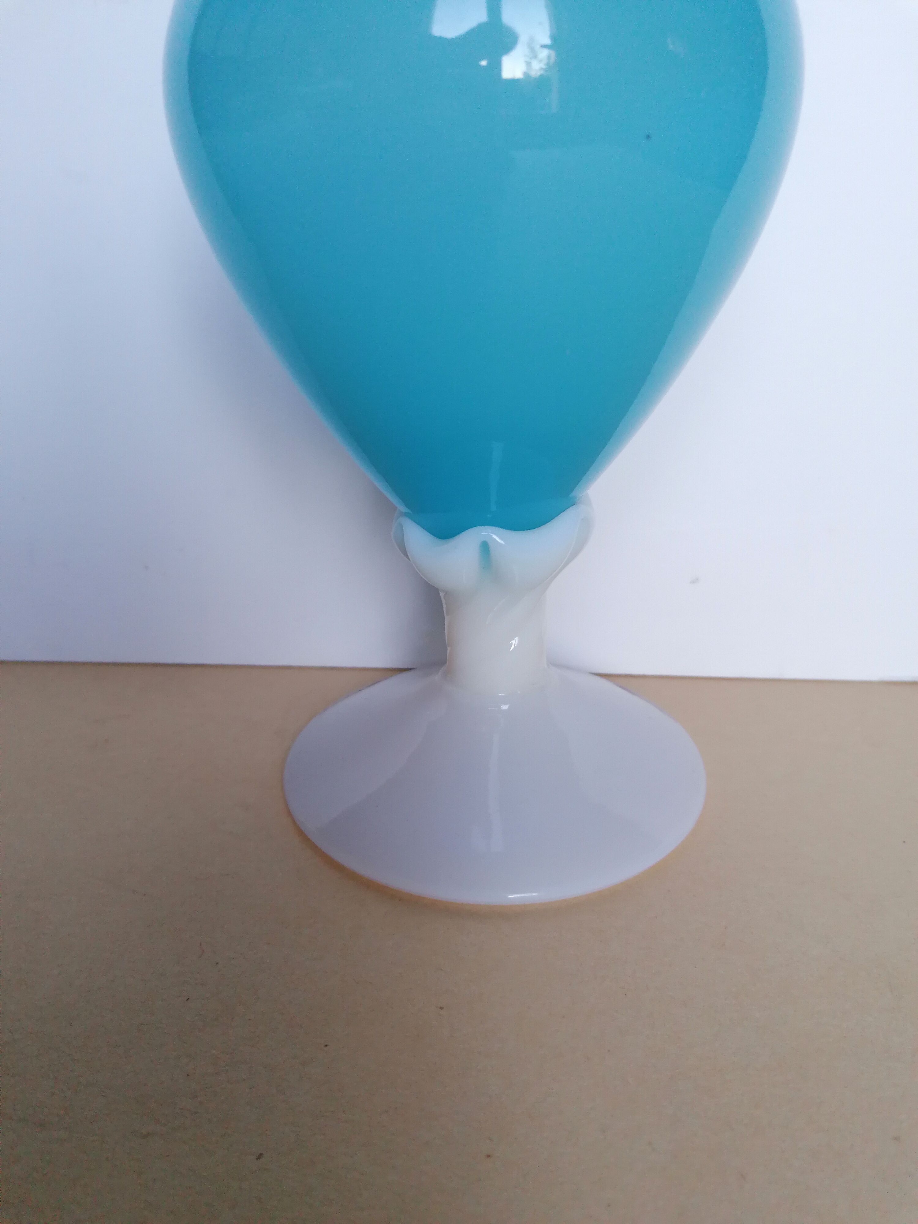 Blue opaline ewer or vase