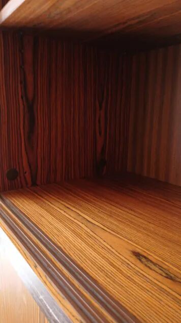 Enfilade wall vitrine in veneered teak from the 1960s.
