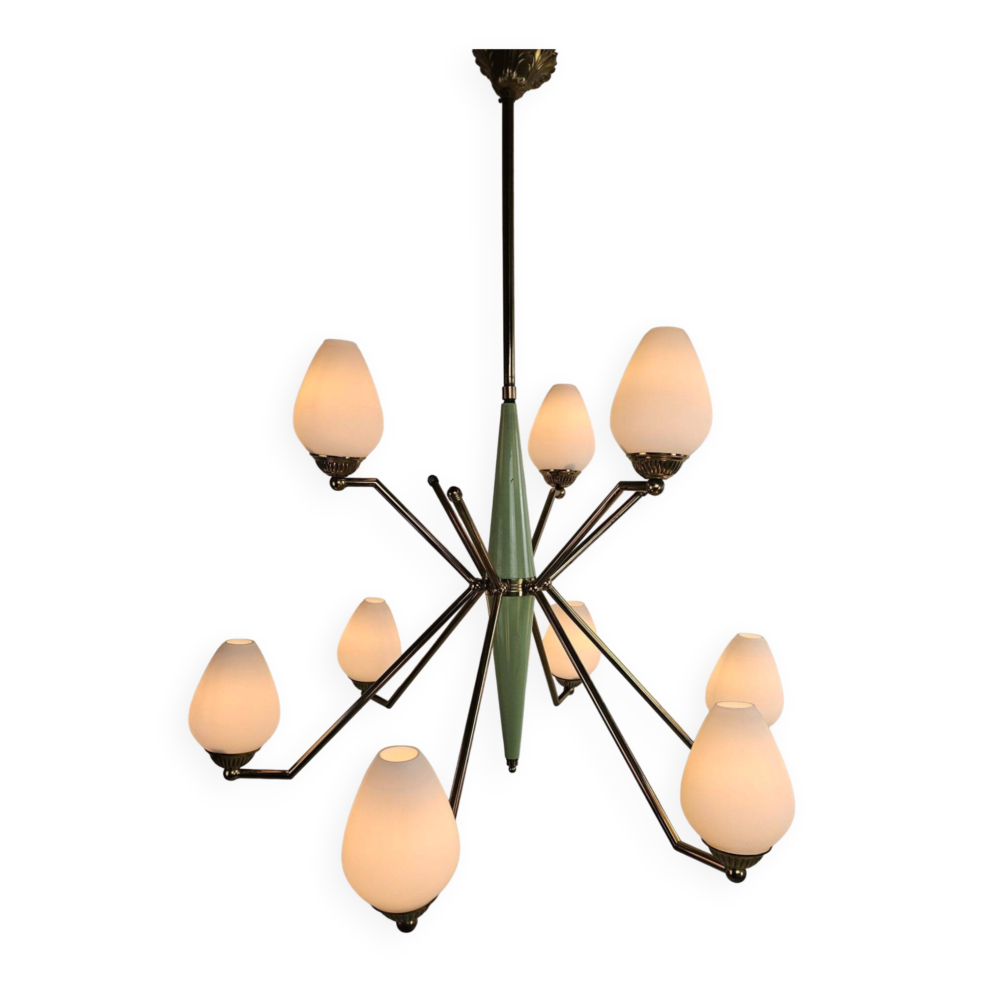 Mid-century Italian opaline glass chandelier