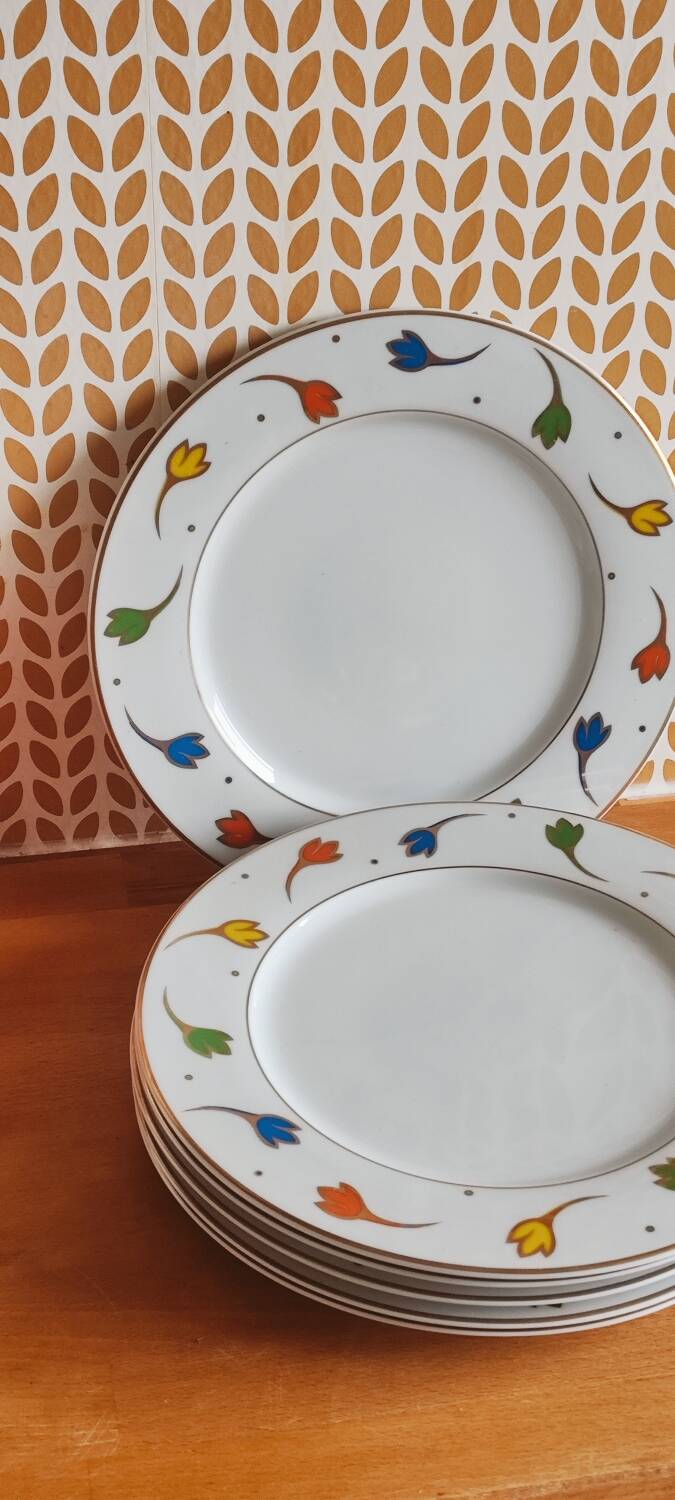 Set of porcelain plates with a frieze from Royal Limoges.