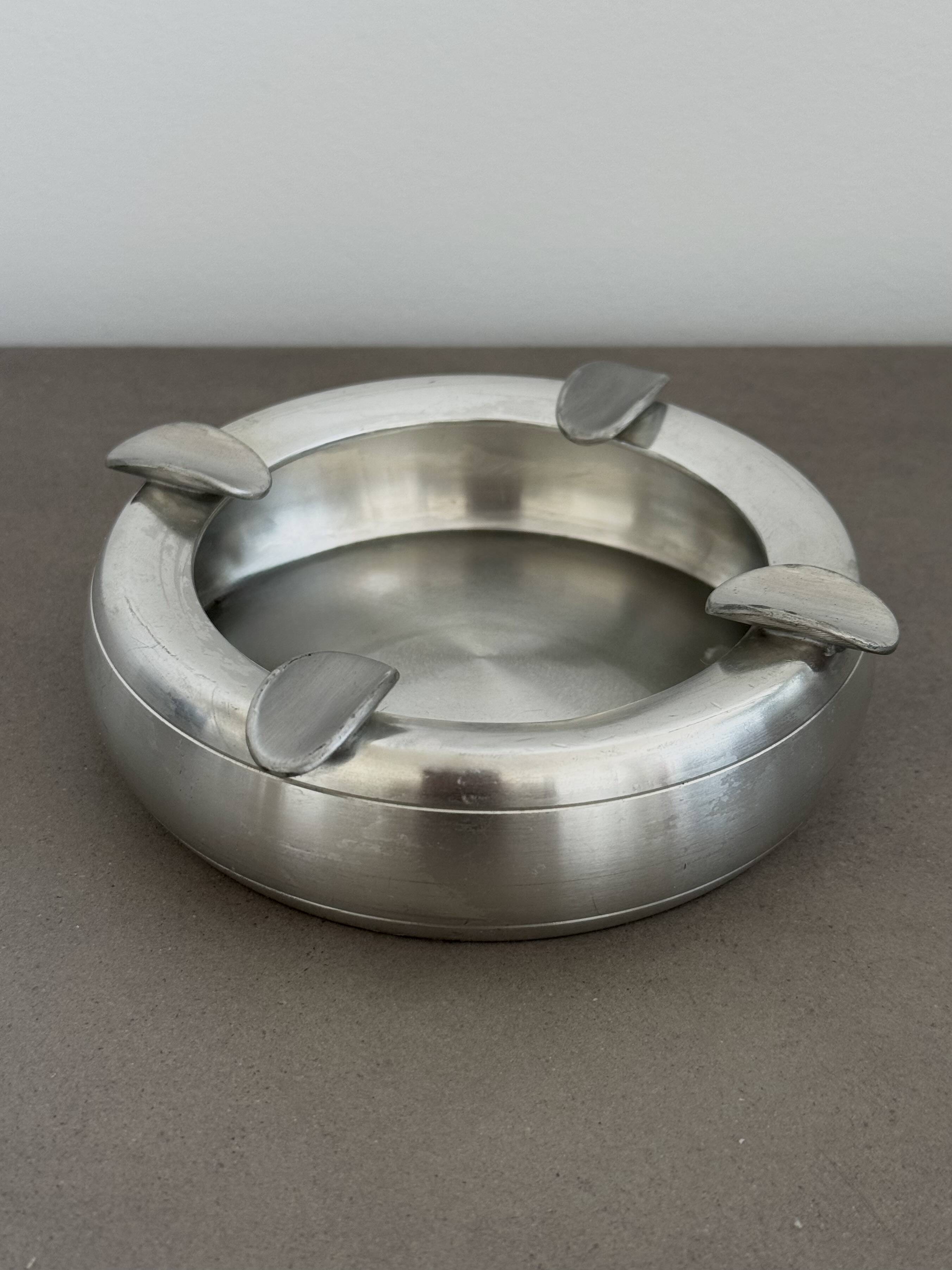 Vintage Stainless Steel Ashtray Space Age Design 70s
