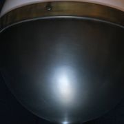 Large Hicks bronze and milk glass pendant light by Thomas O'Brien, USA