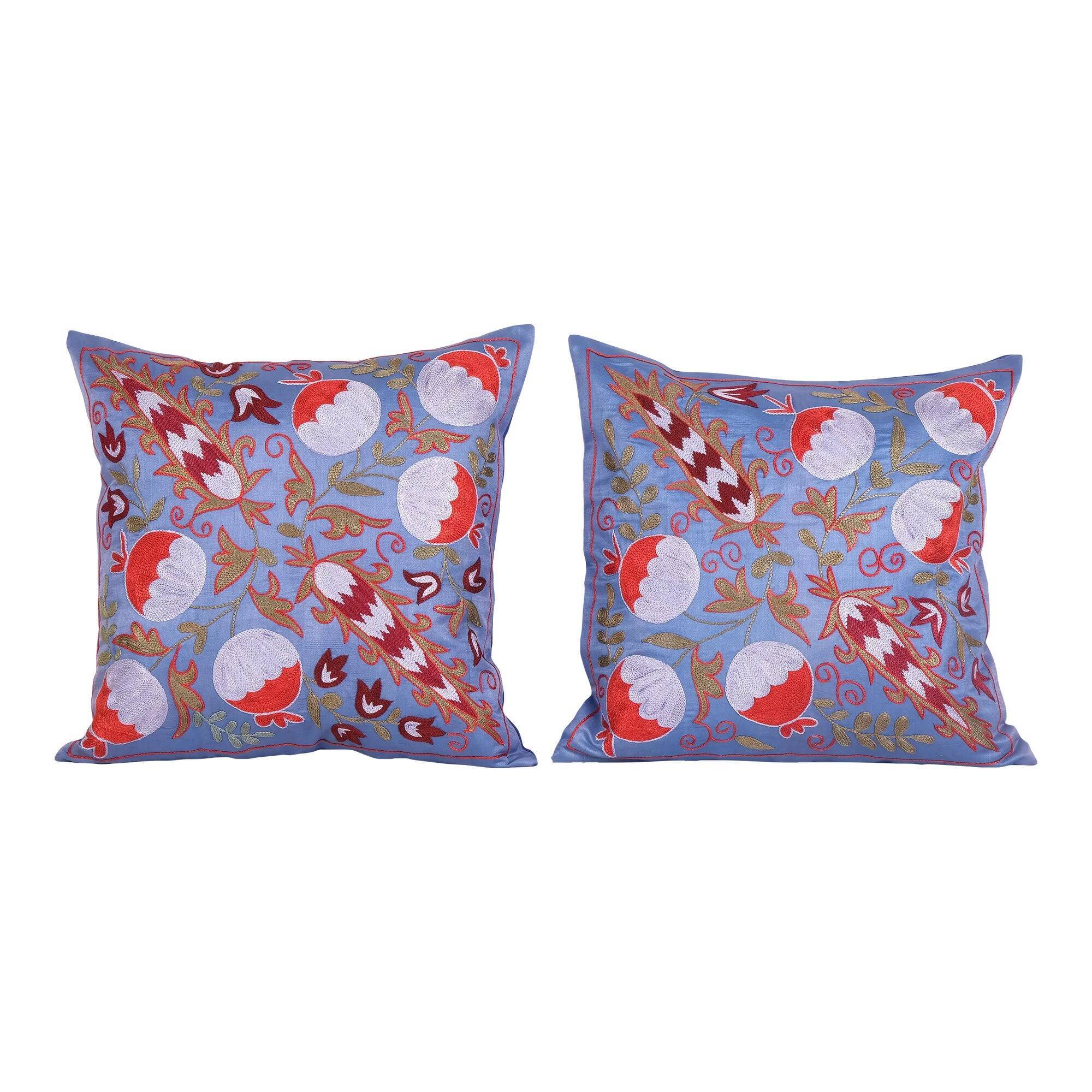 Set of 2 vintage embroidered cushion covers 48x48 cm