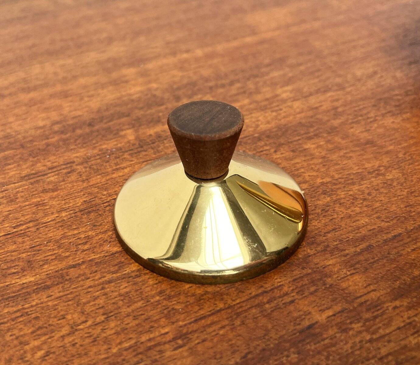 Metal and teak teapot from the mid-century, 1960s.