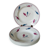 Lot de 6 assiettes creuses Givors modèle Perce-Neige 1950