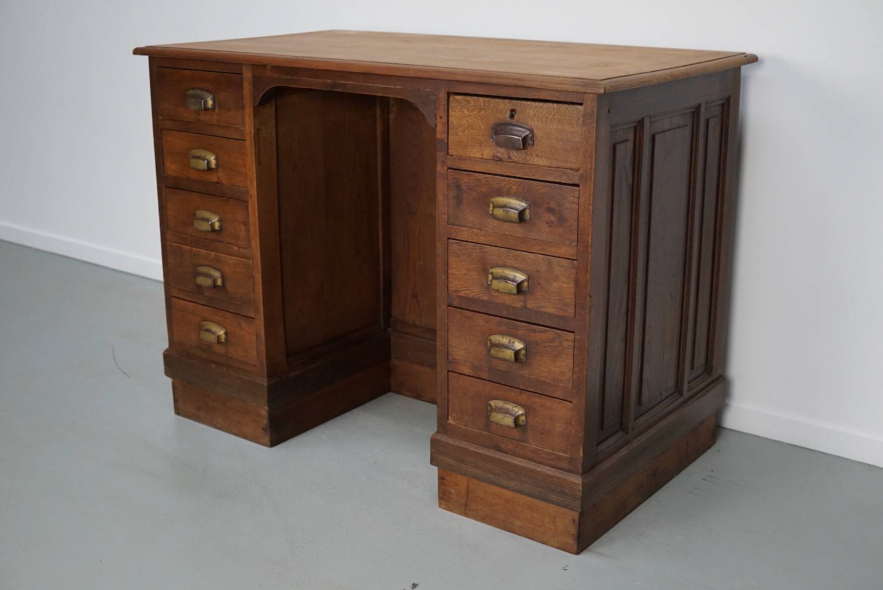 French oak shop counter / desk or kitchen island, 1950s