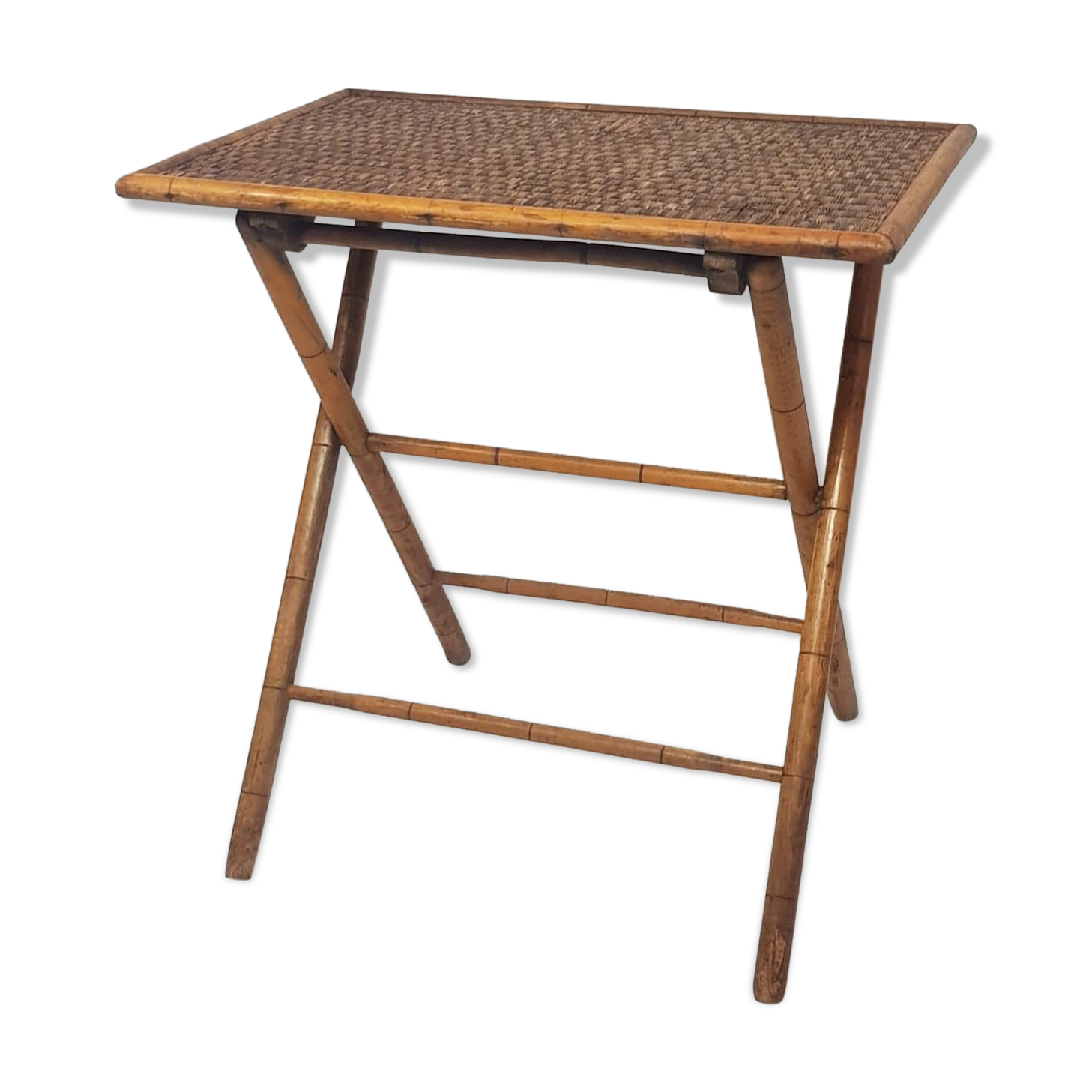 Folding side table bamboo 19th