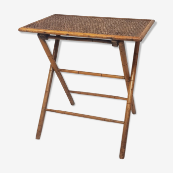 Folding side table bamboo 19th