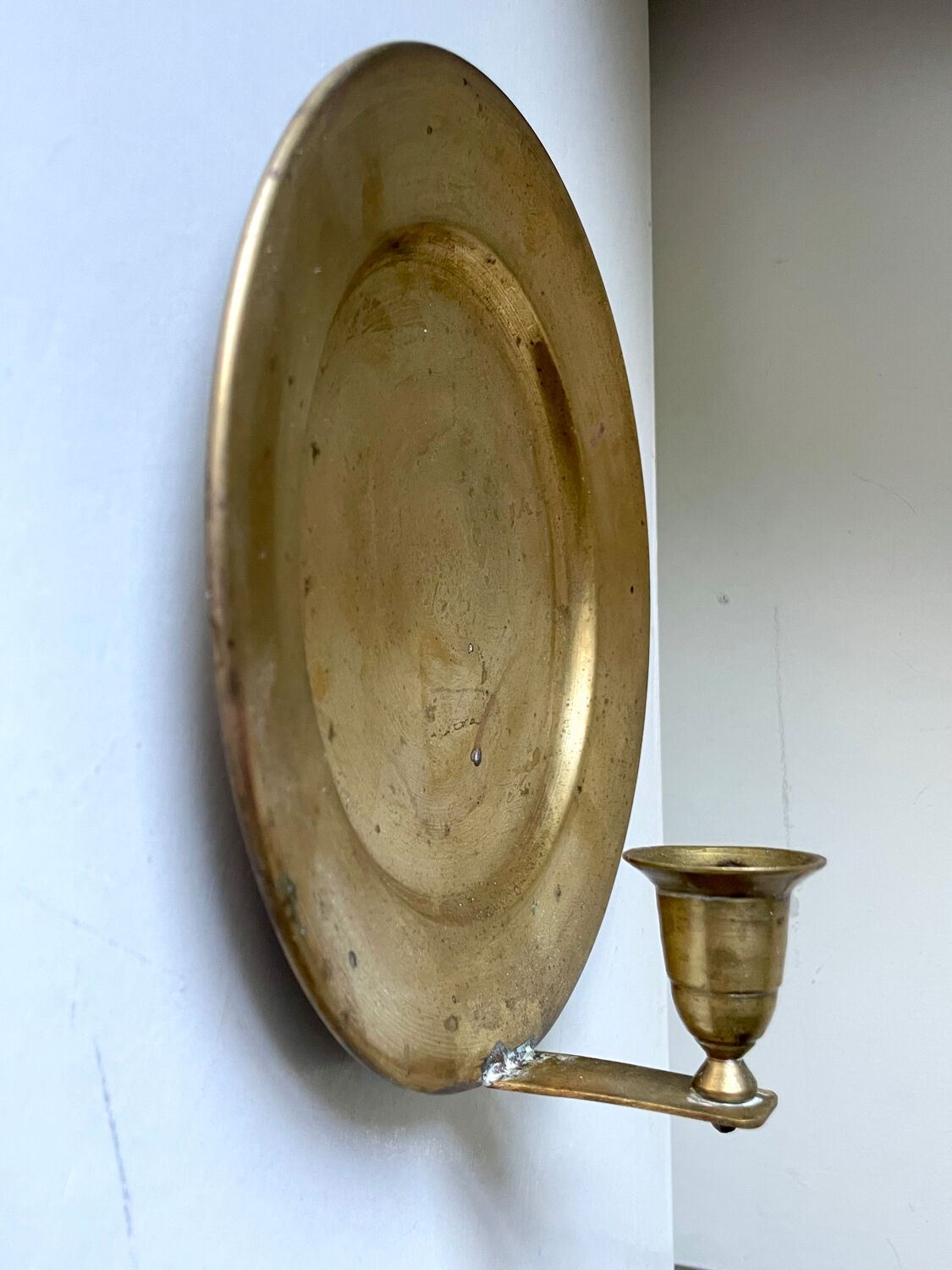 Vintage brass  Scandinavian wall candle holder sconce