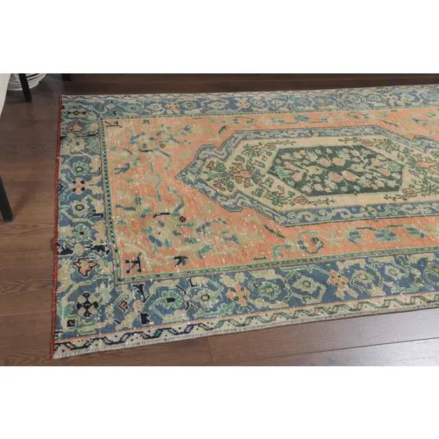 Vintage Turkish Oushak Handmade Wool Cotton Orange Area Rug  116x172