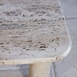 Travertine coffee table in the style of Angelo Mangiarotti, 1970.