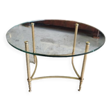 Coffee table round glass tray and brass legs