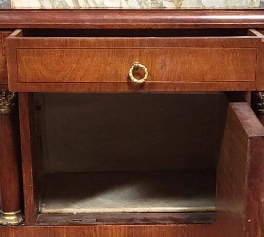 Empire-style bedside table in mahogany