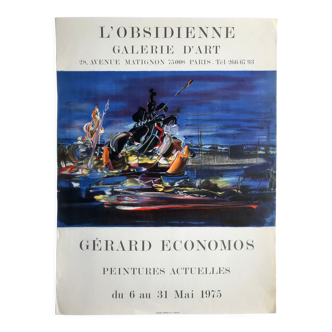 Affiche en lithographie de gérard économos, galerie l'obsidienne, 1975