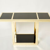 Italian console brass black opaline glass 1970s