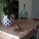 Candlestick old flower in solid brass