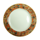 5 flat plates porcelain Pyroblan Sarreguemines décor Chevermy