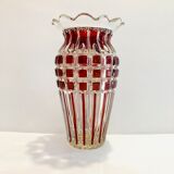 Large faceted glass vase 60s - retro -vintage -deco