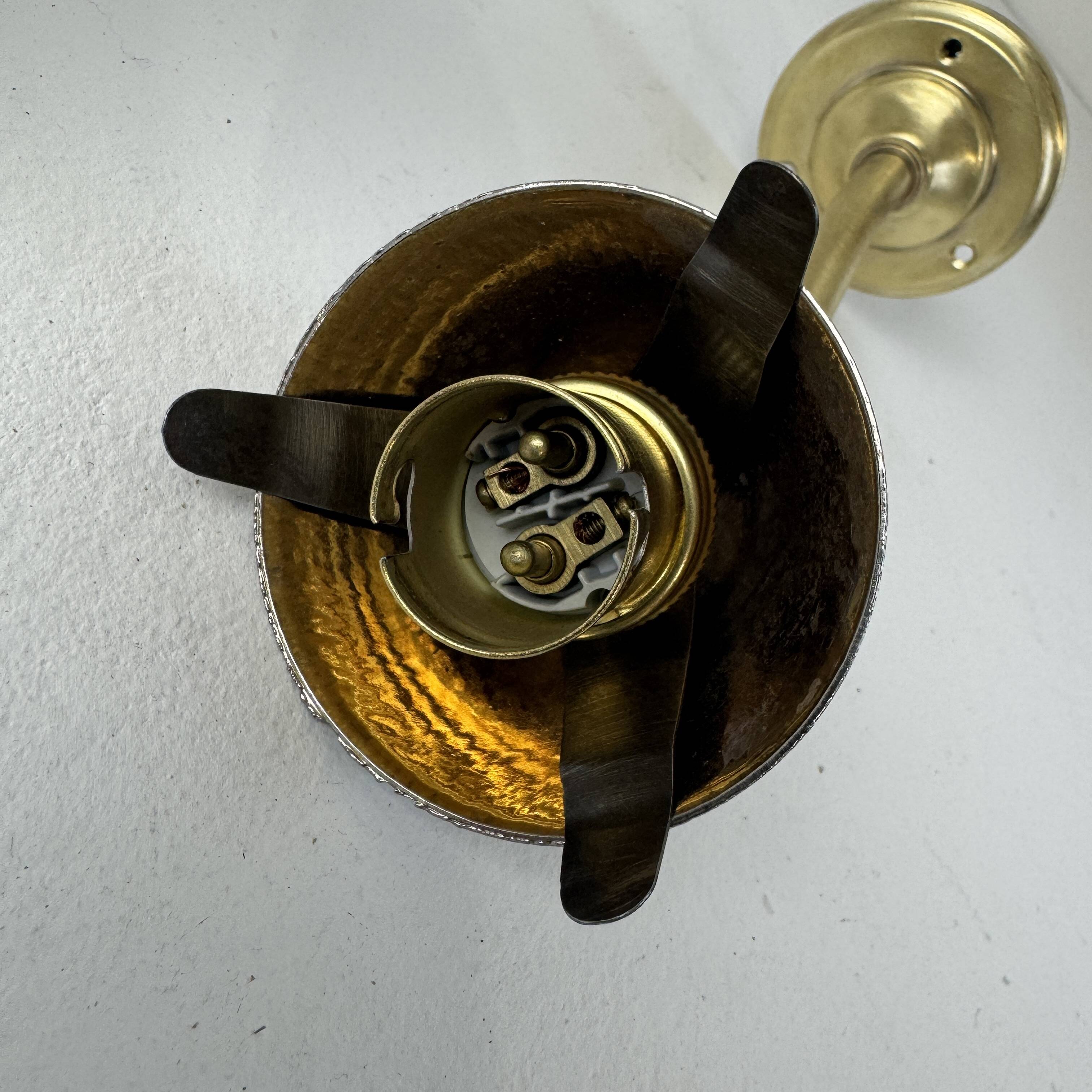 Antique brass and vintage opaline wall light