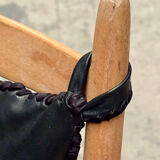 Scandinavian wooden and leather rocking chair