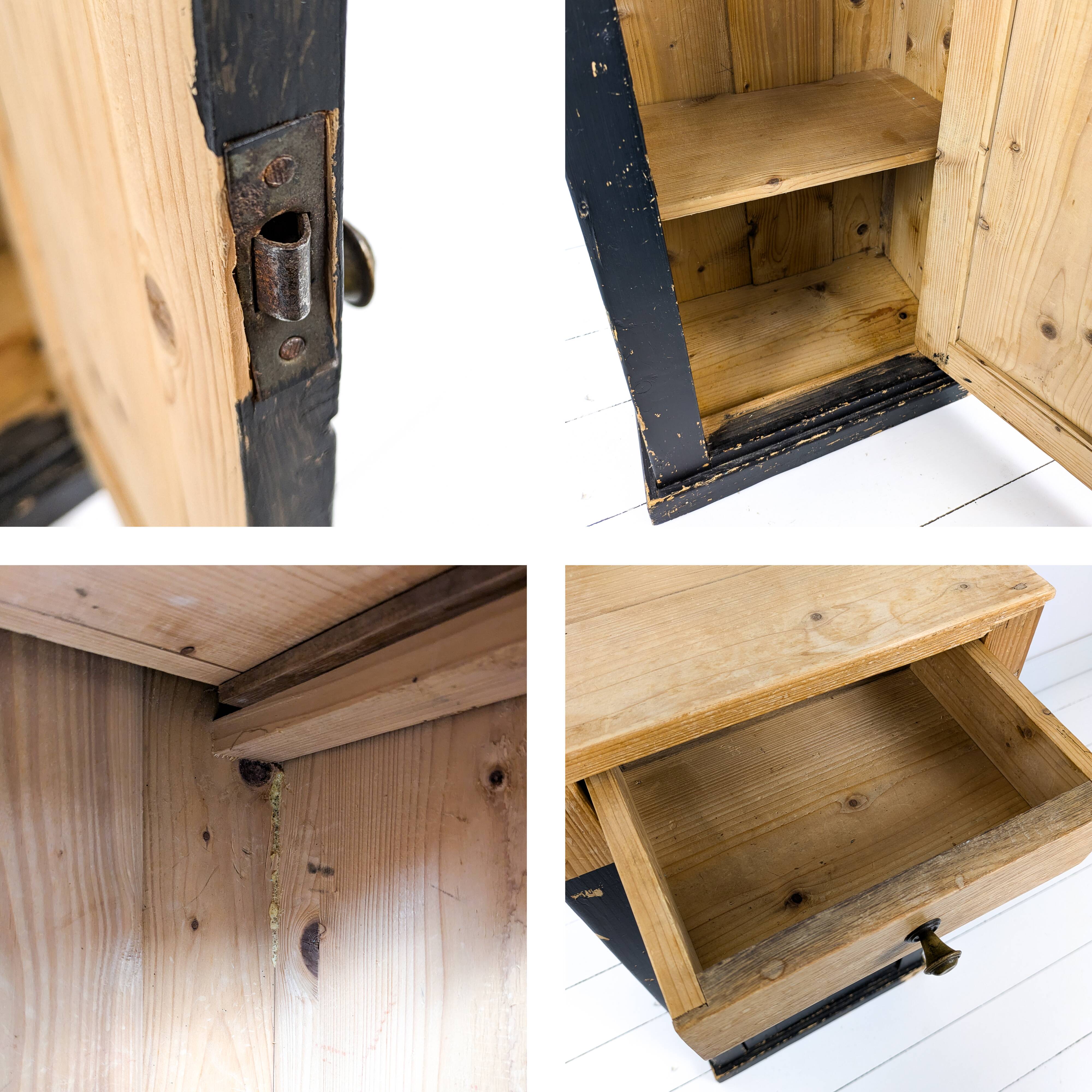 Table de chevet vintage en bois Porte Vieux bois massif Rétro Mid Century Table de chevet Commode Ch