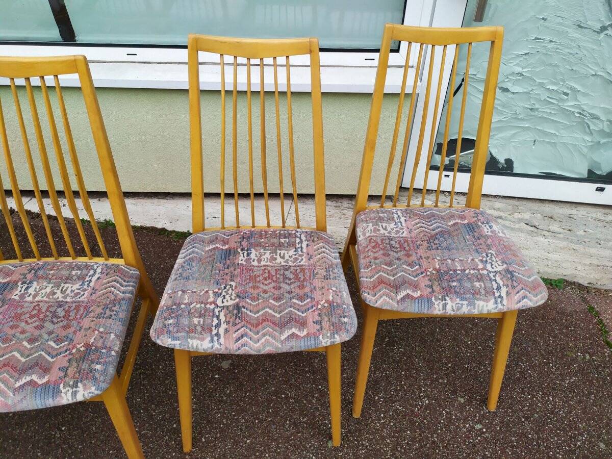 Lot de 8 chaises scandinave bois et tissu