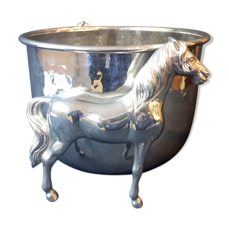 Bucket with decoration of horses