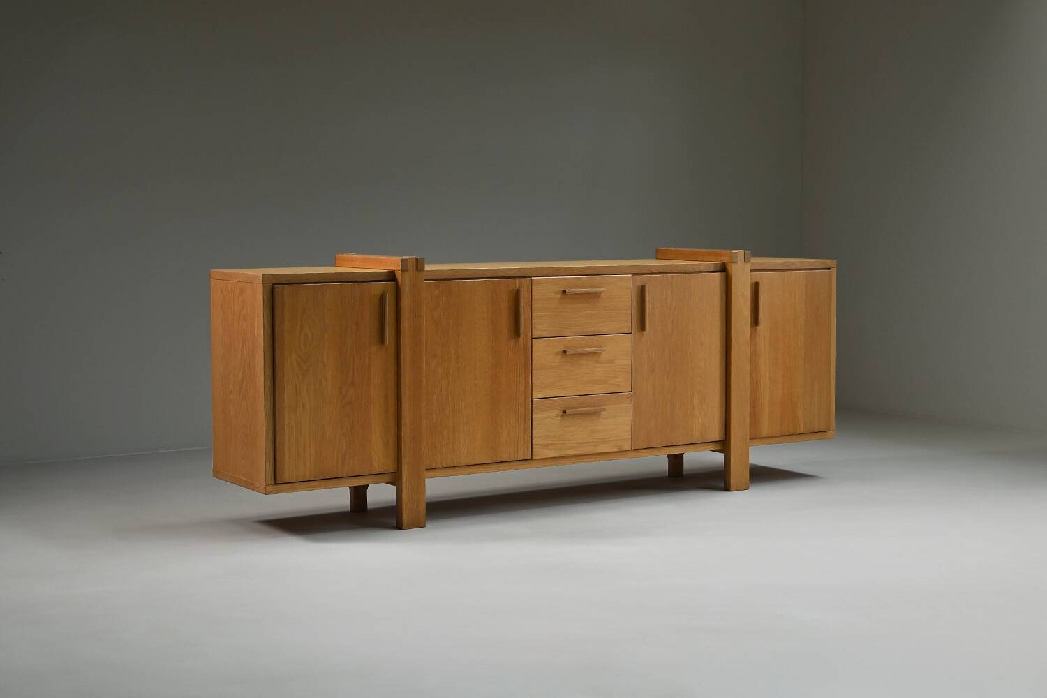 Large brustalist oak sideboard, Belgium.