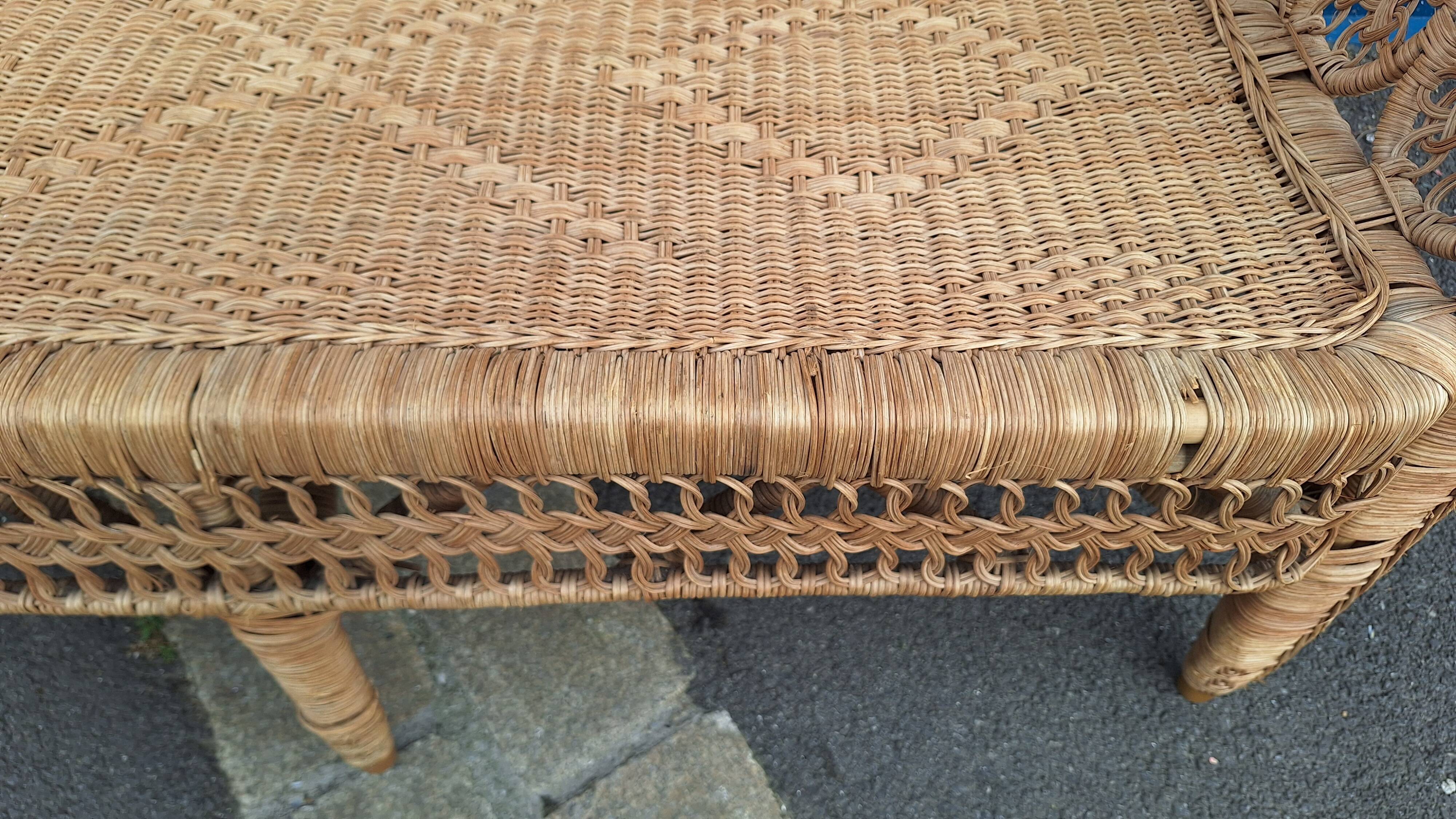 Peacock rattan bench