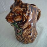 Pichet barbotine tête de lion fin XIXe
