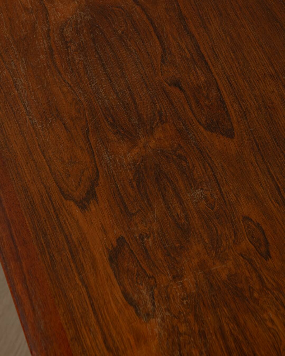 Vintage Rosewood Coffee Table Leather Magazine Shelf Topform Dutch MCM 1960