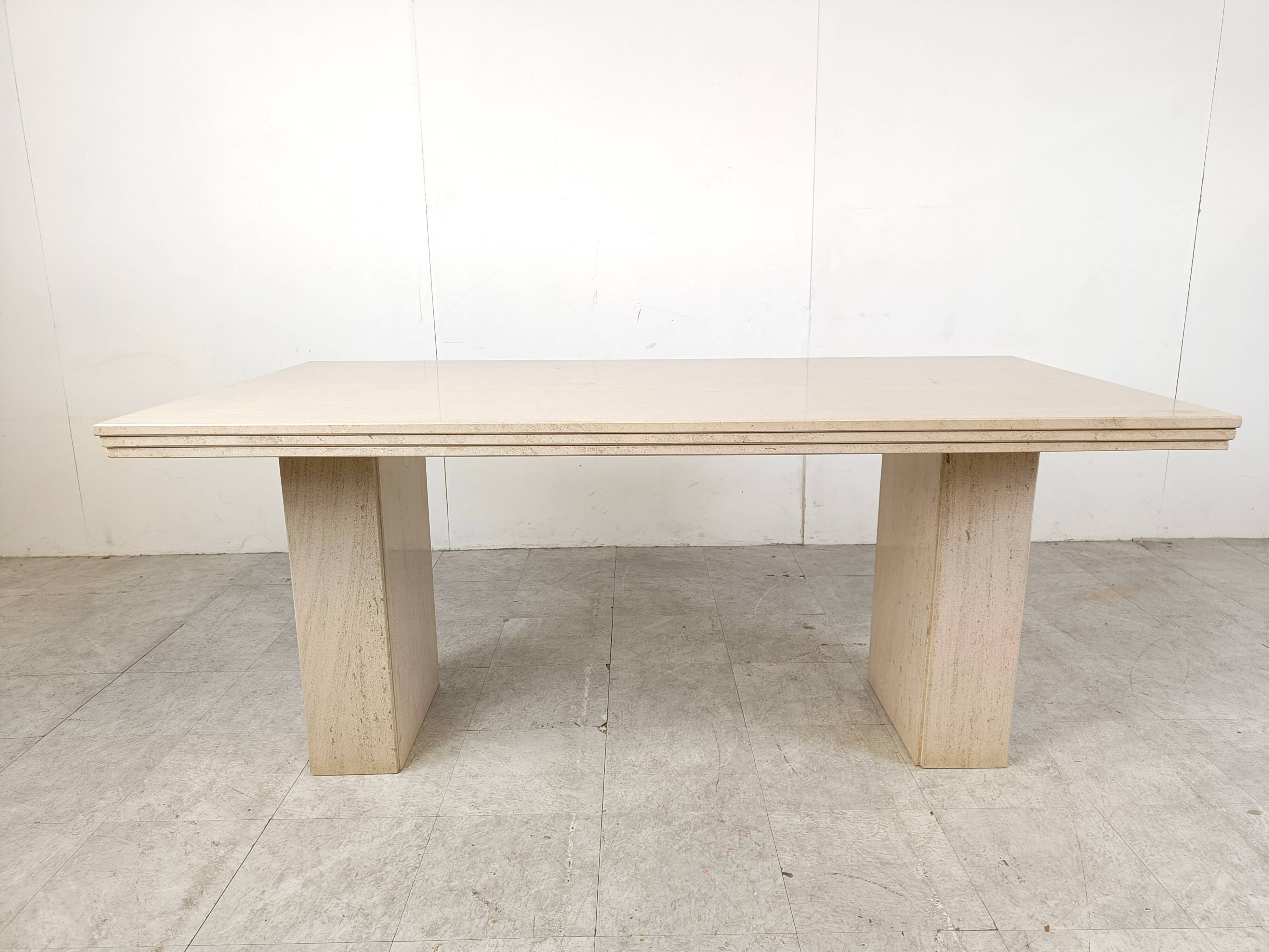 Vintage travertine dining table, 1970s
