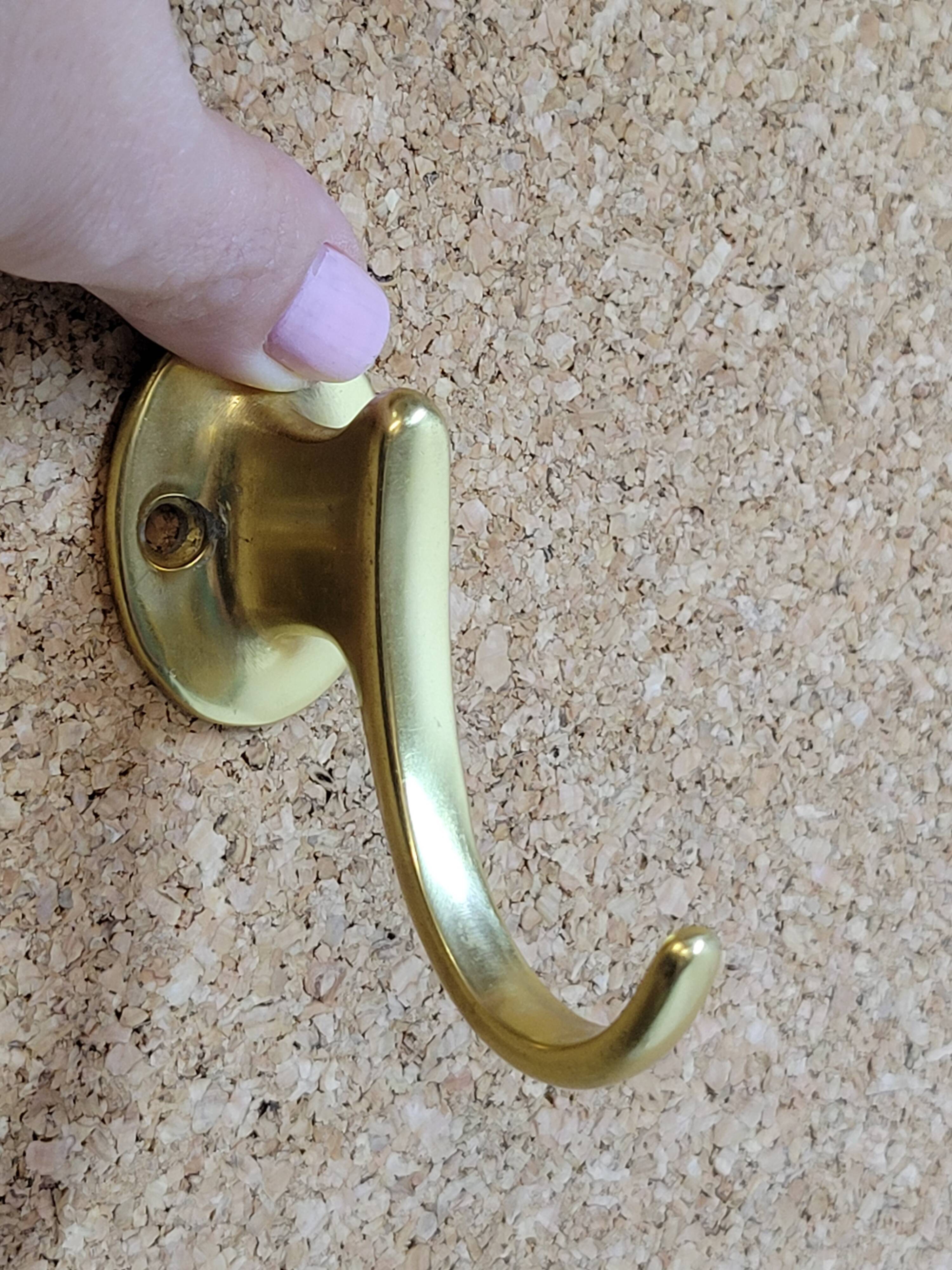 Gold-Colored Anodized Aluminum Coat Hooks, 1950s, Set of 2