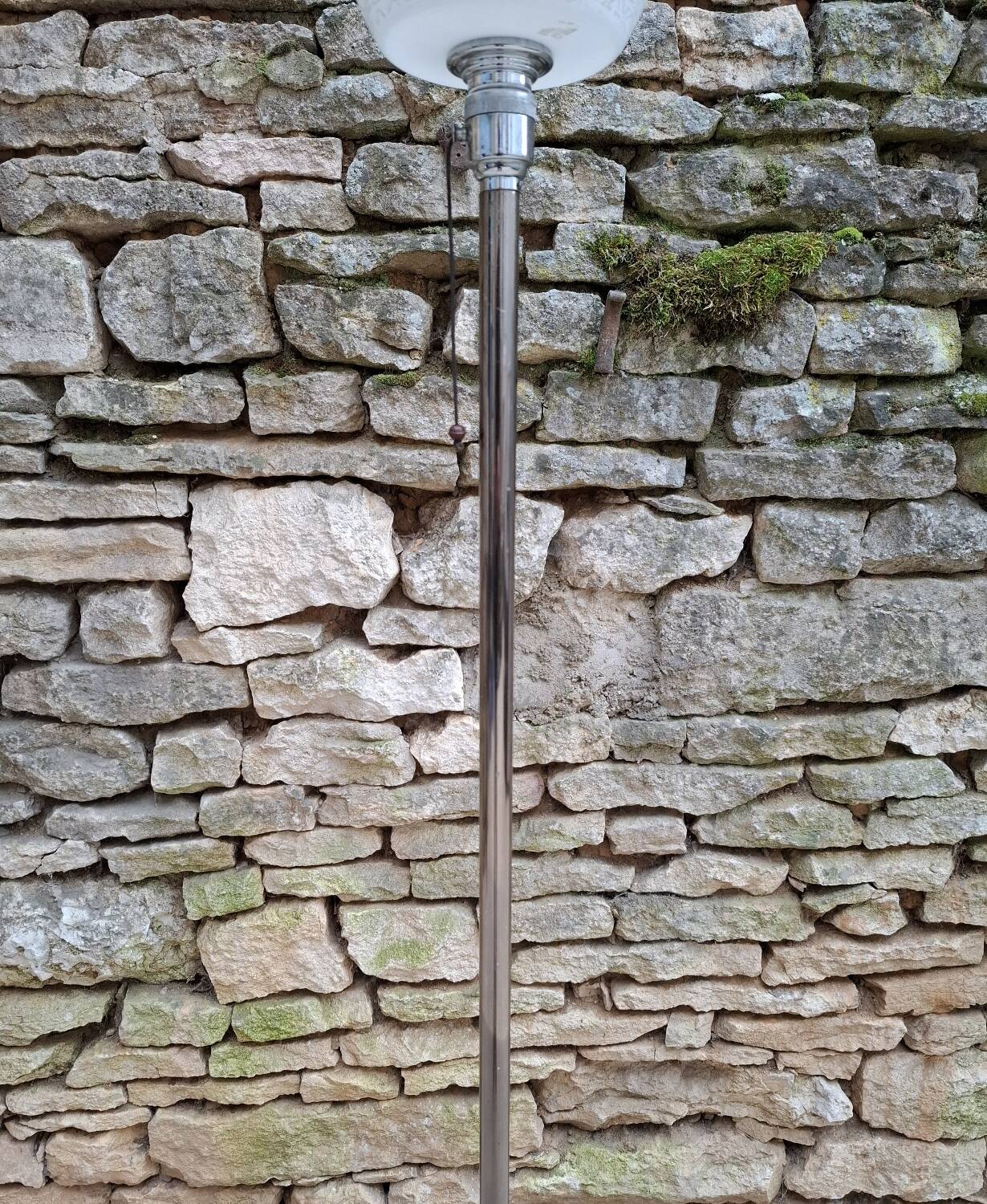 Chrome and brass floor lamp