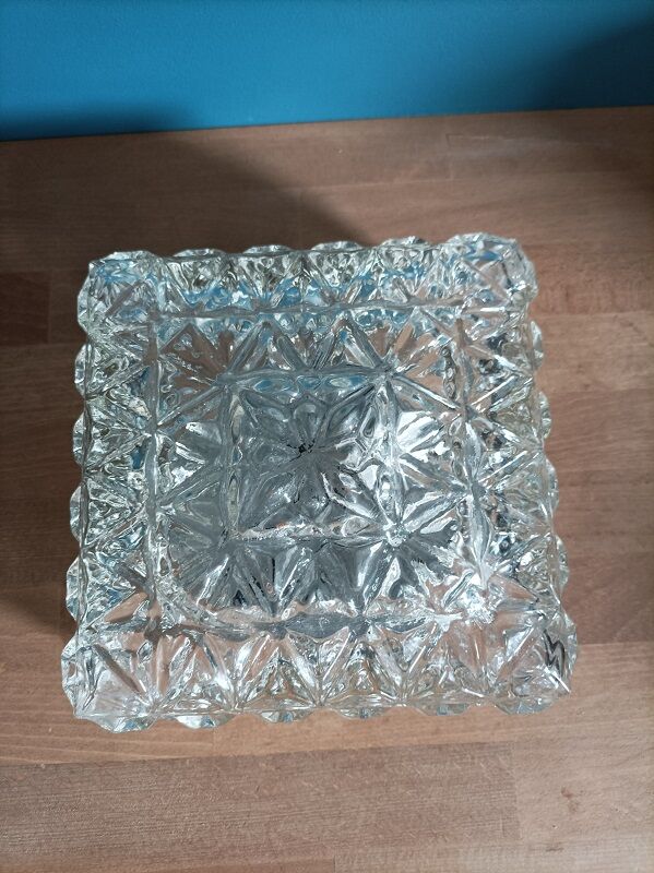 Ceiling lamp pyramidal glass molded metal base