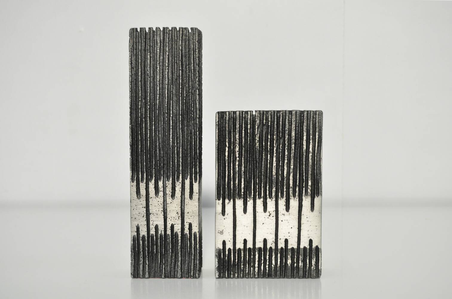 Cast aluminum brutalist vases designed by artist Willy Ceysens, Belgium 1960s