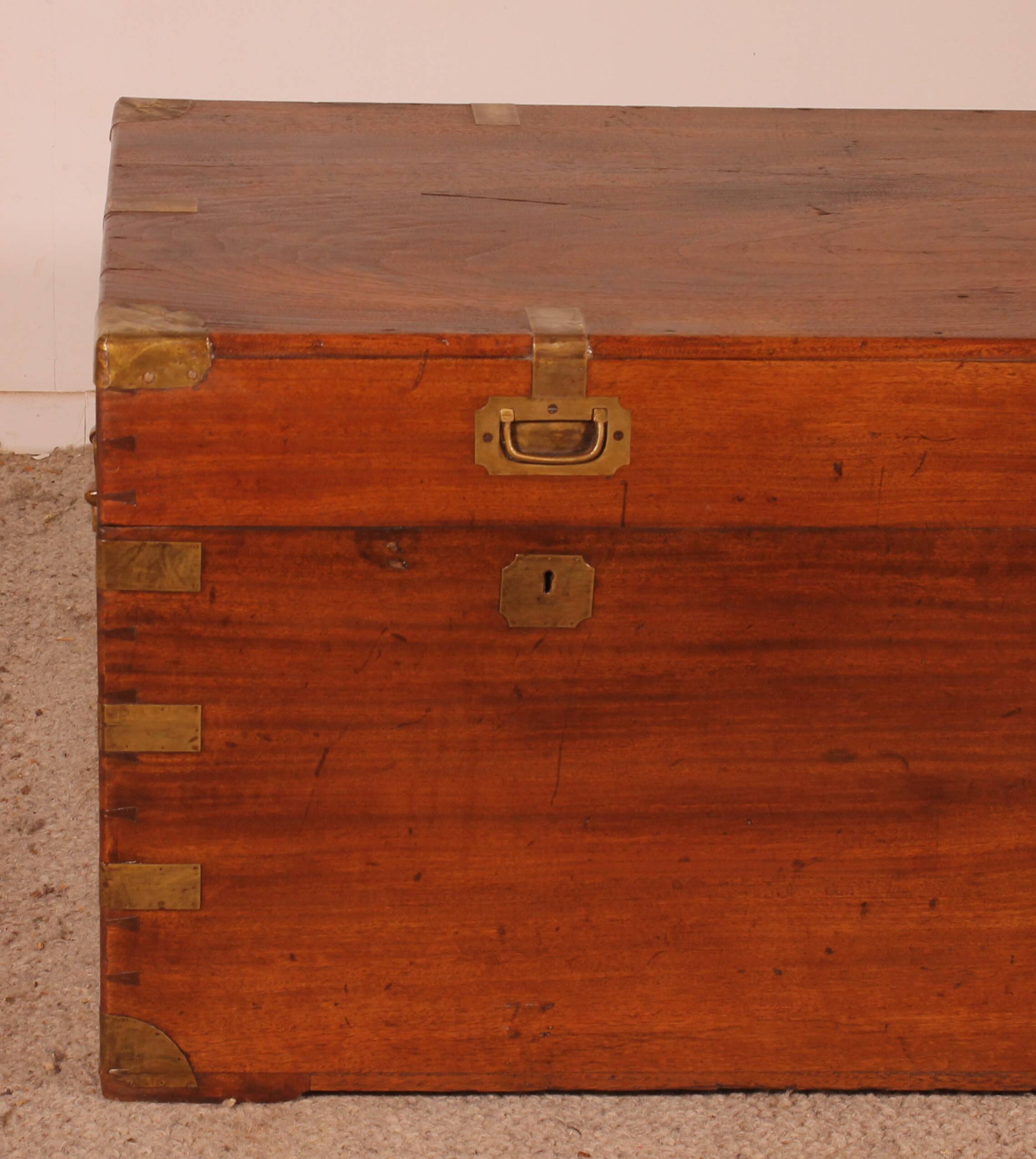 almost a pair of 19th-century marine chests with double locks