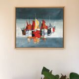 Marine. double-sided oil on canvas signed by michel leveau.