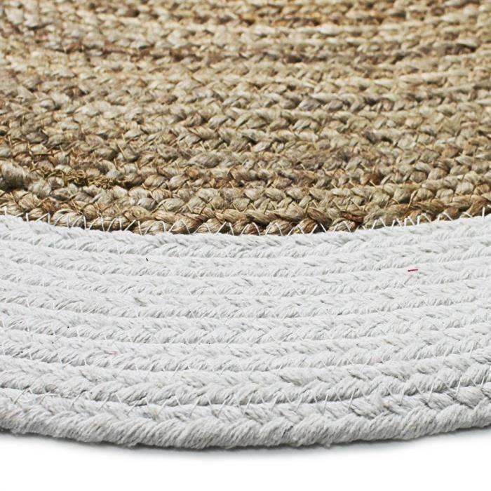 Round carpet in white beige jute 120 cm