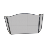 Fire screen with 3 iron leaves and brass ball