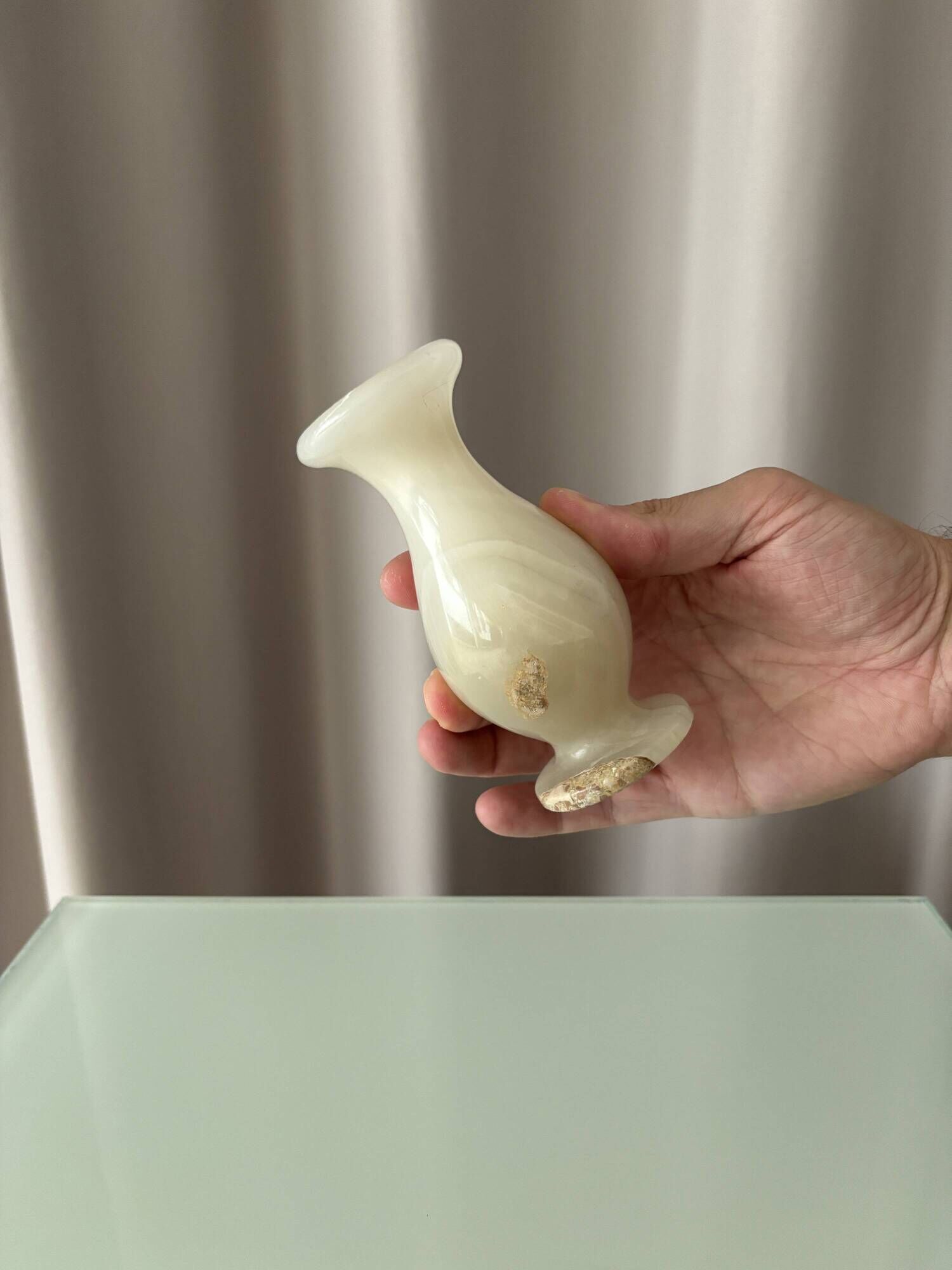 Vintage Alabaster Bud Vase – Cream Stone
