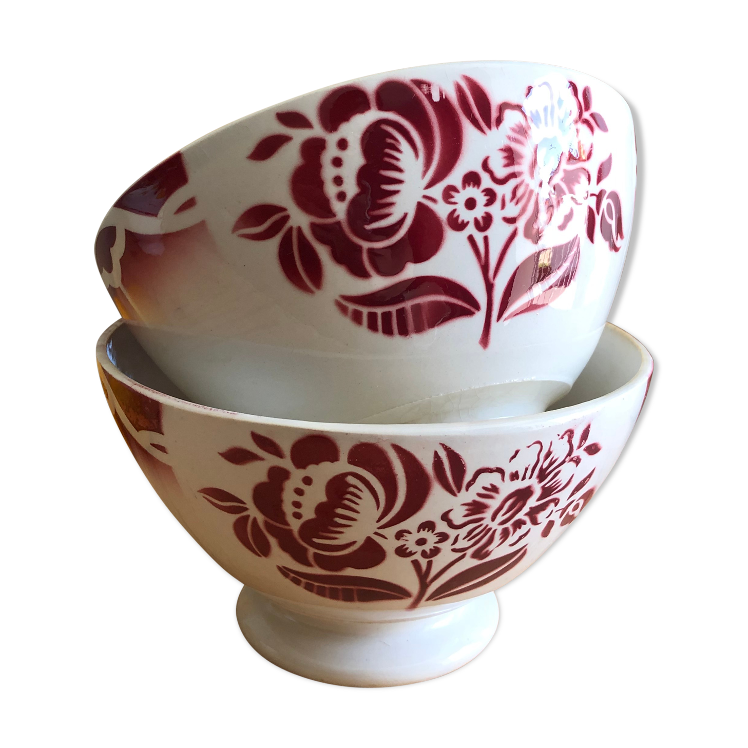 Pair of old Digoin bowls